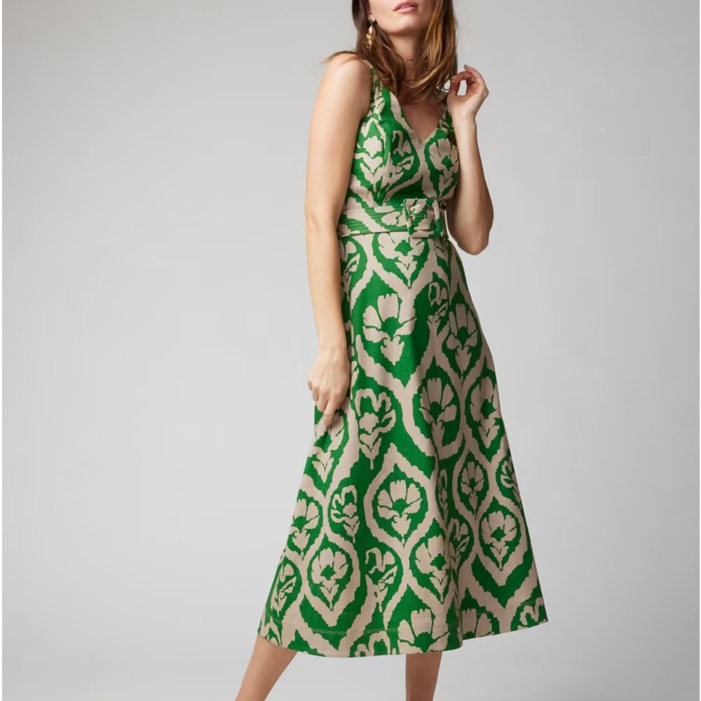 Crisp Green & Tan White House Black Market Summer Dress NWT